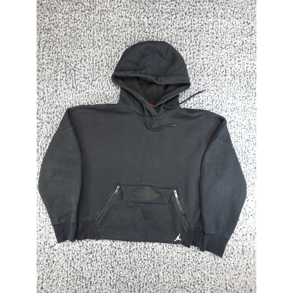 Jordan‎ Hoodie Women M Black SAMPLE CQ6671-010 Flight Fleece Zipper Pocket